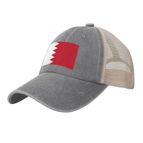 Casquette Trucker pour Homme et Femme Drapeau De Bahreïn - Casquette de Baseball à Mesh Respirant Fierté Nationale Chapeaux Vintage Délavé pour Loisirs, Sport et Plein Air