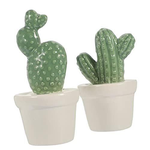 BATHVEVE Ornamento Cactus in Porcellana Decorazioni Di Cactus Per La Casa Artificiale 2 Pezzi Decorazione Vivace Per Giardino Cortile e Interni