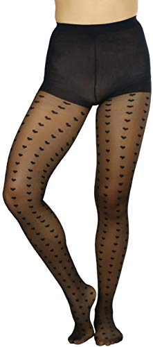 Image of ToBeInStyle Women's Valentine Day Themed Opaque Sheer Pantyhose w /Heart Love