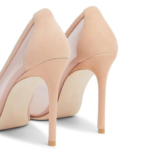 Tang'scuisins Women Trendy Closed Pointed Toe Slip on Mesh Pumps Breathable Stiletto High Heels Party Club Wedding Formal Shoes Size 4-16 US3