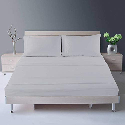 Premium Microfiber Elastic Fitted Bedsheets for King Bed with 2 Pillow Covers, Fits Upto 8 inches Mattress |Wrinkle Free Bed Cover Size - 78 x 80 inches (Light Grey Solid)