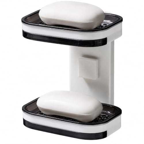 Image of Soap Holder for Bathroom, Soap Dish Holder, Soap Stand for Bathroom, Wall Mounted stickable self Adhesive SoapCase for Bathroom (1, SOAP Holder 2 in 1)