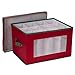 Household Essentials 540RED Holiday China Storage Chest with Lid and Handles | Cocktail Glasses | Red Canvas with Green Trim