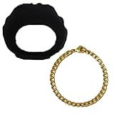 Cool Hip-Hop Outfit for 17cm Dolls - Black Knitted Balaclava Mask & Gold Chain Necklace, Funny Streetwear Costume Compatible with Vinyl Face Pendant (No Doll)(Style-1)