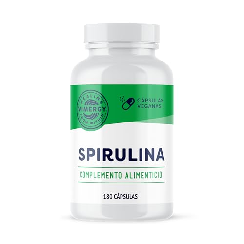 Vimergy Spirulina – 180 Cápsulas, 30 Dosis – Espirulina Cápsulas – Superalimento Alga Espirulina – Suplemento Vegano – Formulado sin Antiaglomerantes, Rellenos ni Colorantes – Sin OMG ni Gluten