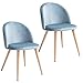 Mc Haus SOFI - Lot de 2 chaises salle à manger siège rembourré en velours couleur bleu perle salon style scandinave et pieds en métal à effet bois 49x46x77cm