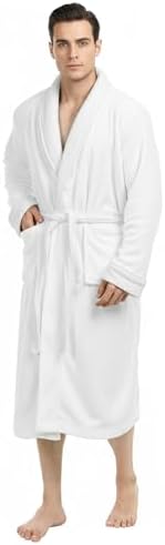 NY Threads Luxurious Mens Shawl Collar Fleece Bathrobe Spa Robe