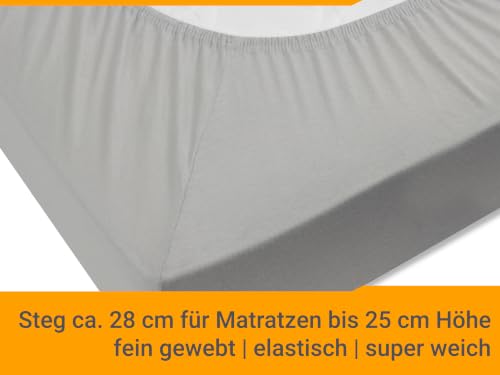npluseins Jersey Spannbetttuch Baumwolle, 140x190-140x200 cm, Silber – Ansicht 5