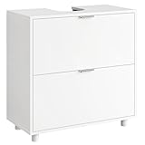 FORABAMB Meuble Salle de Bain, Meuble sous Lavabo ave 2 Grand Tiroirs, 4 Pieds en Bois,Montage Facile, Armoire Salle de Bain, Meuble sous Vasque pour Divers Types de Lavabos, 30 x 60 x 60 cm, Blanc