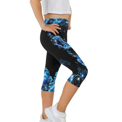 Kids Active Leggings for Girls Yoga Pants with Elastic Waistband Breathable Capri Trousers Athletic Tights Pants2