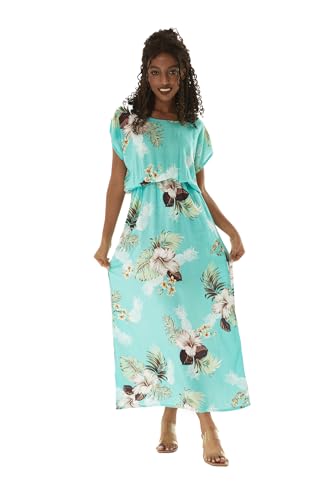 Image of Hawaii Hangover Women's Hawaiian Cap Sleeve Maxi Dress Signature Prints