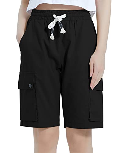 Vcansion Women's Casual Elastic Waist Drawstring Loose Fit Multi-Pockets Outdoor Cargo Shorts Dark Grey Us Xl #TOP1