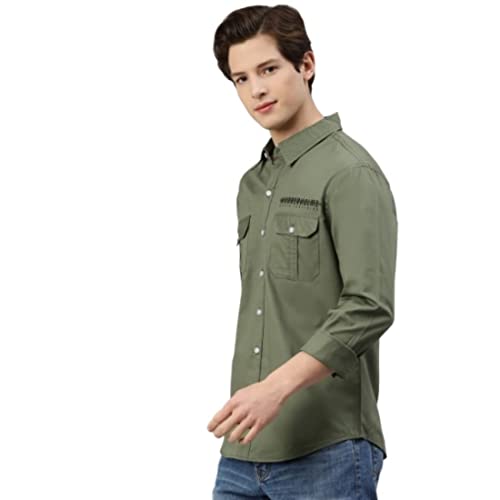 Image of Hubberholme Men's Cotton Regular Fit Casual Shirt with Double Pocket
