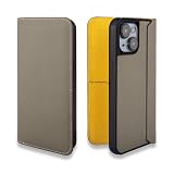 COGURE スマホケース iPhone15Plus用 手帳型 ケース ダイアリーケース 本革 スムースレザー カード入れ ABS&TPU衝撃保護ケース 耐衝撃 磁石なし ギフトボックス付き COGHH グレージュ