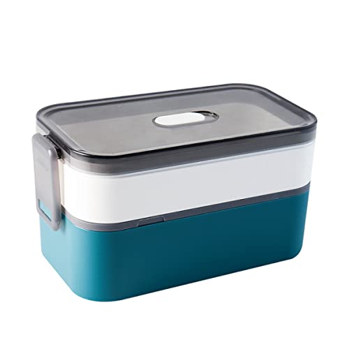 MJKQ9 弁当箱 おべんとう箱 軽量 大容量 ランチボックス 漏れ防止 2段 ランチボックス カトラリー付き ベルト付き 弁当箱 男性 女性 二段 おしゃれ かわいい 弁当容器 プラスチック ランチボックス 遠足 お花見 通勤 SET.F1 弁当箱 ブルー
