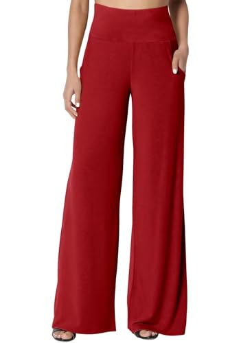 JZC Women's Palazzo Lounge Pants Casual Wide Leg Pants High Waist Flowy Toursers with Pockets