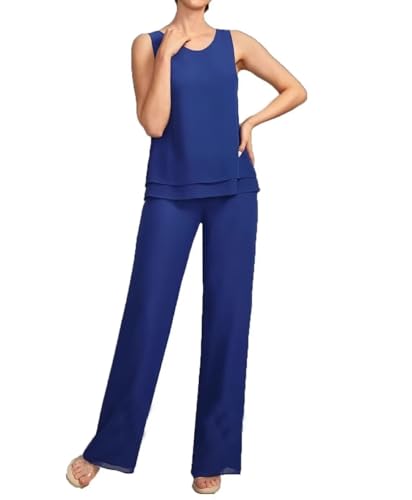 VK Selec Pants Suits 3pcs Chiffon Mother of The Bride Dressy Suits for Wedding Guest with Jacket4