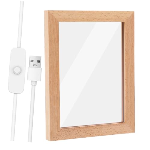 SHINEOFI Marco Iluminación LED De Madera USB Para Dormitorio Decoración De Mesa Marco De Foto Creativo Cálida
