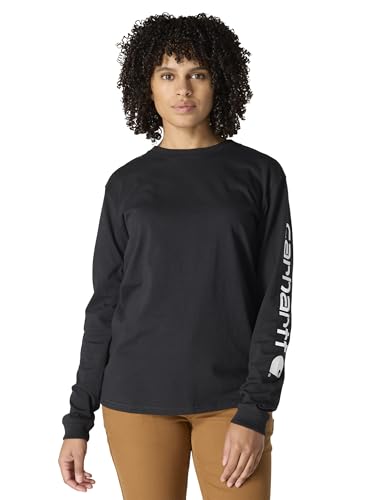Carhartt Women's WK231 Workwear Sleeve Logo Long Sleeve T Shirt Shirt, -black, X-Large