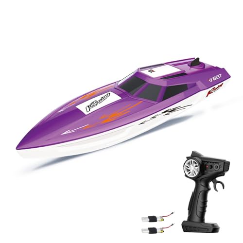 CHHELIHL Lancha rápida con Control Remoto de Doble Motor, para niños con diseño Impermeable, 2.4G antiinterferencias, batería de Larga duración, Caja de Regalo (2 baterías)