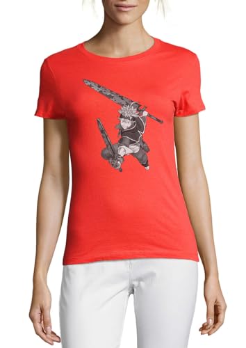 T-Shirt Femme Rouge Anime 07 en Coton Peigné Premium