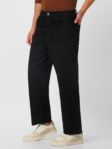 Image of Urbano Fashion Men's Loose Mid Rise Baggy Fit Cargo Carpenter Jeans with 6 Pockets Non-Stretchable
