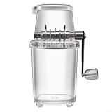Broyeur à glace manuel pour raser la glace pour cônes de neige et friandises   Manivelle manuelle avec élément de tranchage en acier inoxydable   Capacité de 1,25 l (transparent)