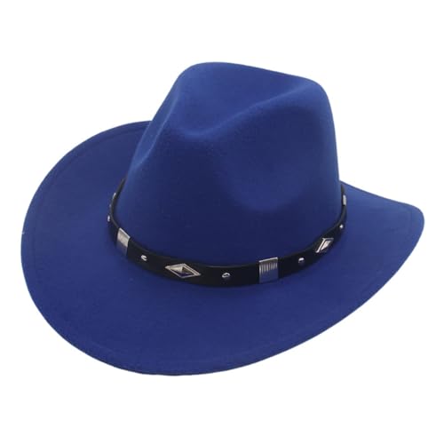 Sombrero de vaquero para mujer, sombrero occidental, para hombre, jazz, de ancho, de fieltro con diadema de toro, sombreros occidentales, vaqueros para mujer y hombre, sombreros de sol de equitación