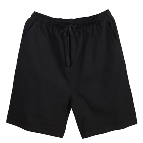 Men's Solid Color Basic Cotton Pajama Shorts, Comfy Breathable Summer Loungewear Shorts Drawstring Pockets Bottoms