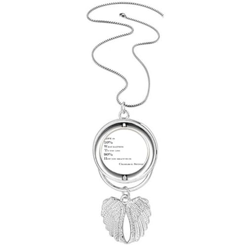Collier avec pendentif ailes d'ange et message inspirant What is Life en argent