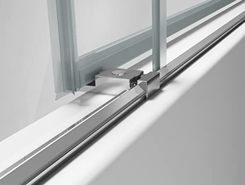 Sunrosa Semi-Frameless Glass Shower Door 58-7/8"×60", Bypass Sliding Shower Door With Towel Bar, Bathtub Shower Door With Tempered Glass, Aluminum Shower Door For Bathtub In Chrome #TOP3