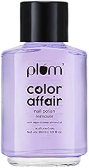 Plum Color Affair Acetone-Free Nail Polish Remover | Nourishing Formula with Sweet Almond & Argan Oil | Vitamin E-Infused | 100% Vegan & Cruelty-Free | Easy & Gentle Removal | 30ml
