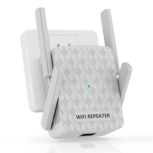 WiFi Extender Signal Booster, Internet Wireless Repeater for Home Coverage up to 10000sq.ft and 35 Devices, 1200Mbps WiFi Booster with Ethernet Port, Dual Band 2.4G/5G, 4 Antennas (Grey)
