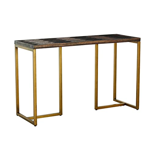 Bo Living Mesa, Madera Maciza y Fabricada con Base de Metal de latón, Roble Oscuro, Talla única Cover