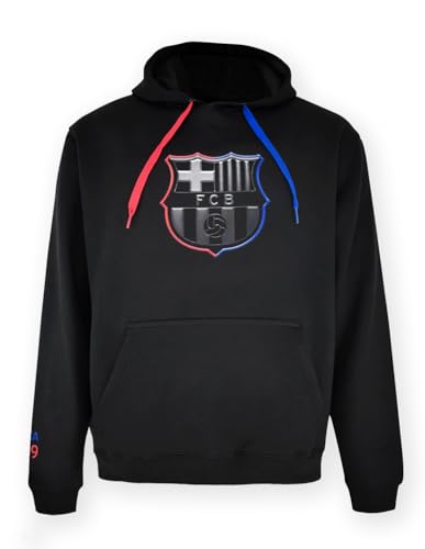 FCB Sudadera con Capucha FC Barcelona Hoodie BARÇA EBLACK con Licencia   Adulto Talla L