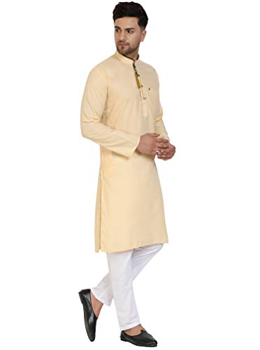 SKAVIJ Men's Cotton Kurta Pajama Indian Casual Festive Season Dress Suit4