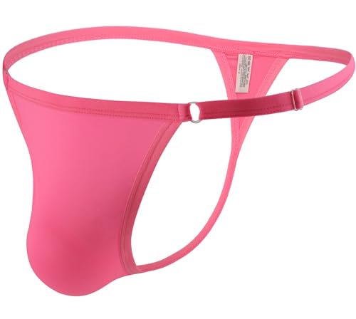 Men's G-string Sexy Low rise adjustable free size Breathable funny soft ice-silk T-Back 2-Pack2