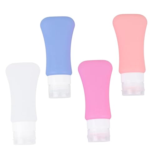 SAFIGLE 4pcs Silicone Lotion Bottles Shampoo Container Bottles Empty Zipper Bag Easy Refill Clean for Travel Home