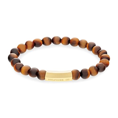 Tommy Hilfiger Jewelry Men's Beaded Bracelet With Tiger Eye Stones - 2790582