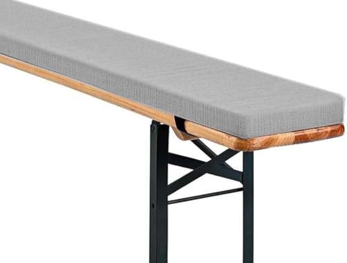 Padded Bierbank Cushion 170x25x3cm - Removable Zipper Cover Ideal for Beer Tent Seating Soft Grey Seat Pad for Benches Outdoor Furniture Accessory