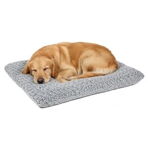 Lafyette. – US Based, Washable Faux Fur Dog Bed, Deluxe Plush Dog Crate Bed, Comfy Kennel Pad, Anti-Slip Pet Sleeping Mat, Soft Cozy Mattress for Large, Medium, Small Size Breed Dogs, 35″ x 23″, Grey