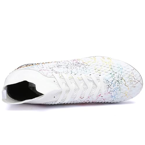 Image of Men's Soccer Shoes High-Top Soccer Cleats Outdoor Breathable Athletic Professional Spikes Youth Boys Football Shoes Unisex