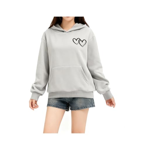 SoLu DAY8 - Sweat a Capuche Fille 3-14 Ans Fashion Sweatshirt Hoodie Ado Fille Hiver Manche Longue Ample Chic Pas Cher Mignon Imprimé Streetwear Sport Casual Haut Tops (Grey, 11-12 Years)