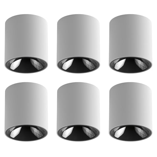 Image of 24W LED Dimmable White Ceiling Spot Light 4.92'' Aluminum CRI90 3000KCylinder Spotlight Indoor Modern Minimalist Focus White Ceiling Down Light Fixture for Living Room Hallway Foyer 6 Pack