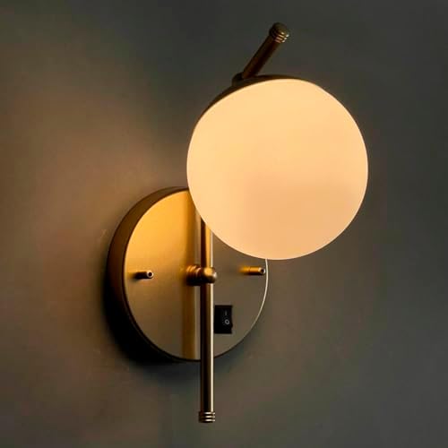 Arandela de Parede Moderna Inclinada Dourada Com Interruptor com ...