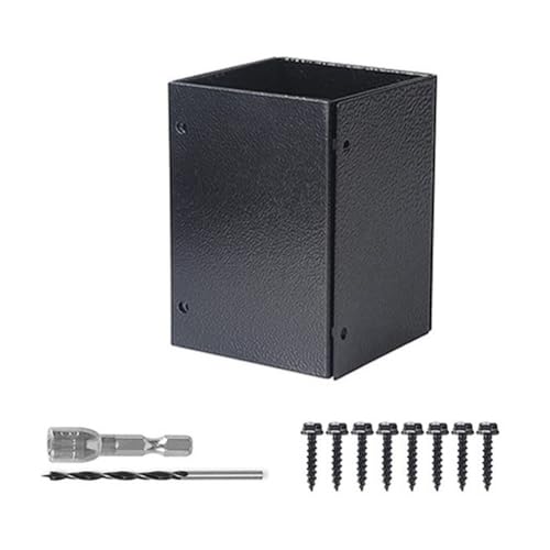 MoSundi Protection de colonne réglable en acier au carbone antirouille pour boîte aux lettres, clôtures et garde-corps de terrasse, noir