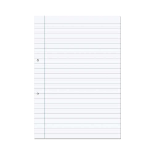Rhino A4 Loose Leaf Lined Paper, 500 Sheets / 1000 Pages, 6mm Lined with Margin Paper, 1-Pack, Hole Punched, School & Office Stationery Supplies
