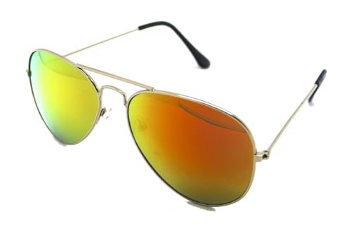 Movilear Gafas de Sol Aviador Unisex, Montura Metálica, Lentes Espejadas Espejo, Protección UV400 Dorado