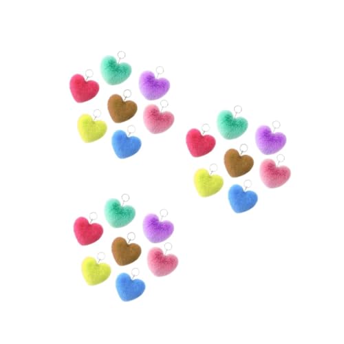 Porte clés en forme de cœur peluche et accessoires de sac décoratifs colorés