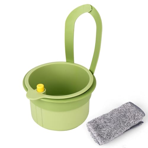 Hängendes Spülbecken Sieb Körbchen, Mehrfach-Anwendbar Drück-Zum-Leeren Abtropf-Korb mit Lappen Berührungsfrei Spülen Lebensmittel Fänger für OBS Gemüse Abfall Behälter Haushalt Küchen Zubehör